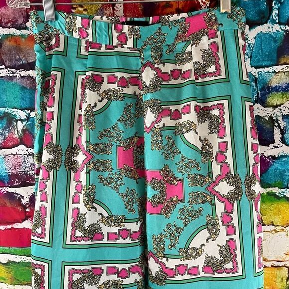 Pretty Little Thing Scarf Print Wide Leg Trouser Pants Size 6 - Picture 3 of 9